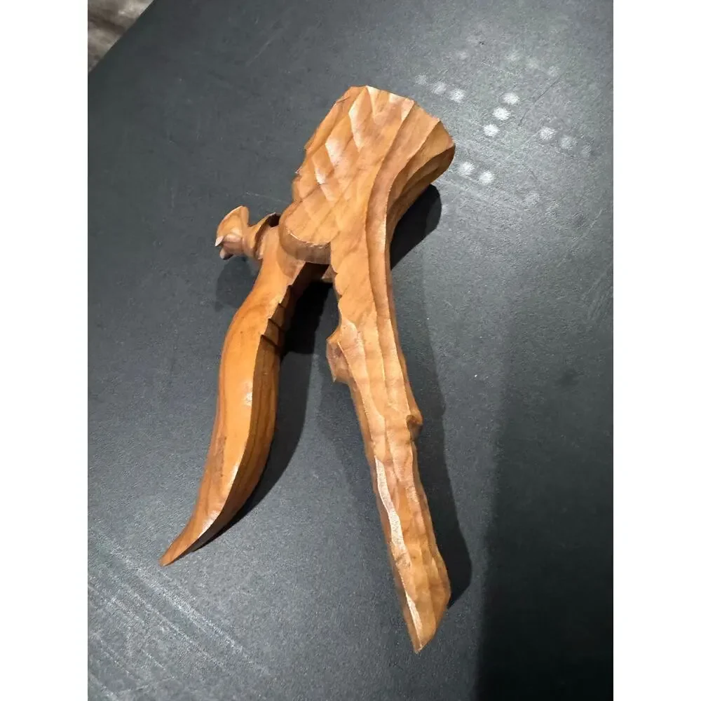 Vintage Wooden Squirrel Carved Nut Cracker Sheller